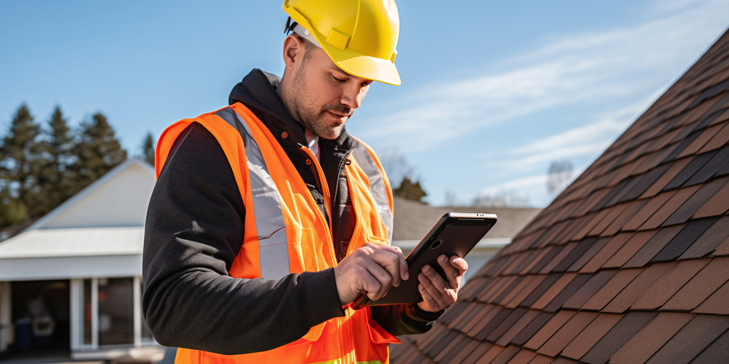 A-American roofer performing roof assessment and repair on a Southeastern Massachusetts home